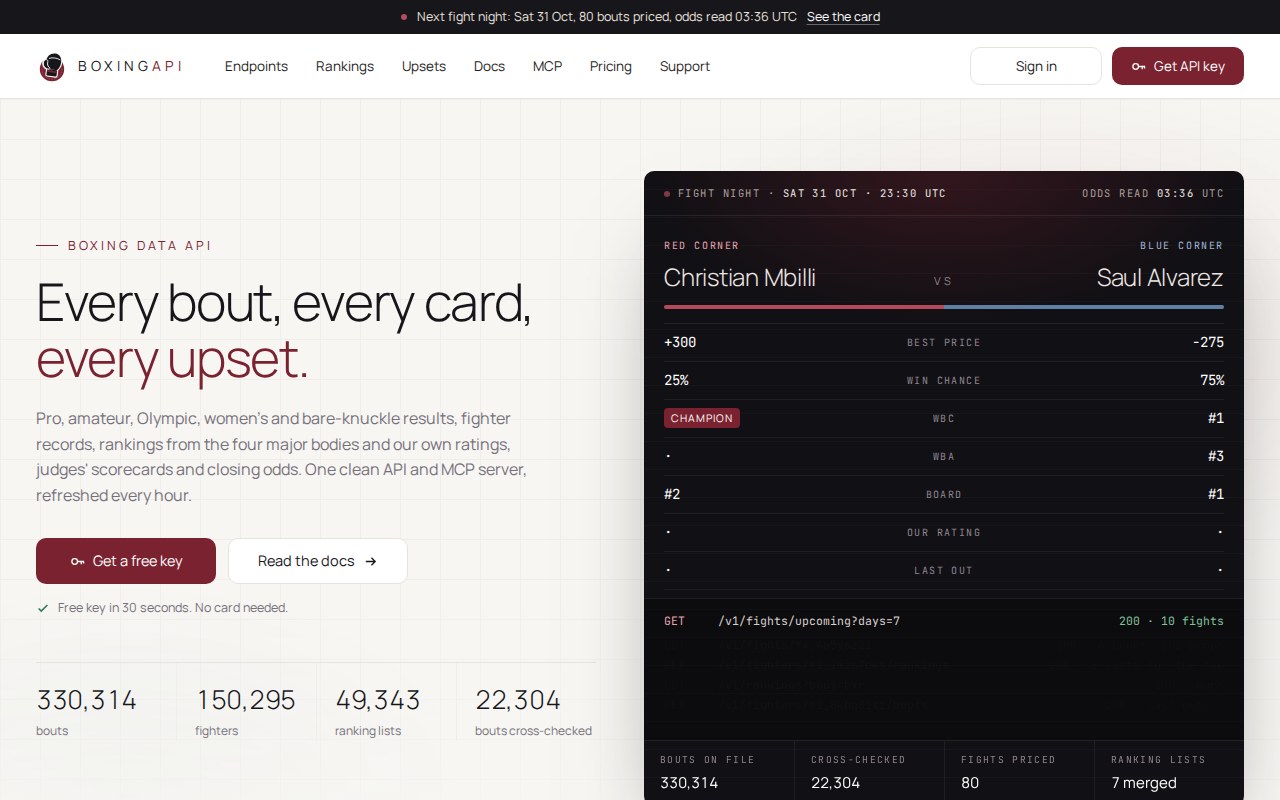boxingapi.net home page